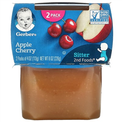 Gerber, Apple Cherry, Sitter, 2 Pack, 4 oz (113 g) Each