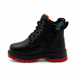 Ботинки на меху 1831-3-3 черно красные