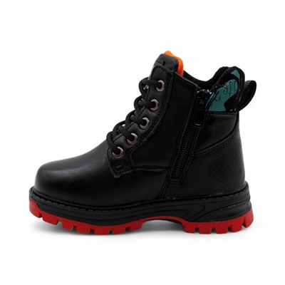 Ботинки на меху 1831-3-3 черно красные