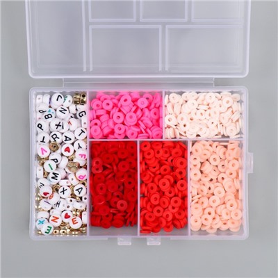 Бусины в шкатулке «Красные», нить 0.8 мм 5 м 12×8.4×2.2 см