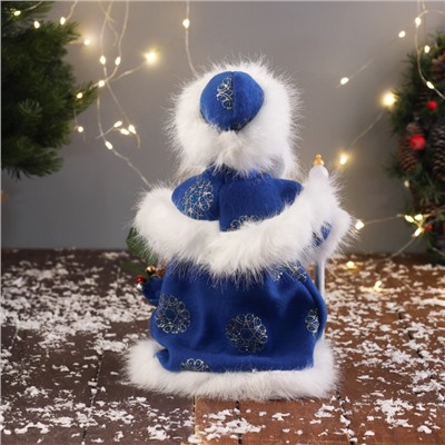 Дед Мороз под ёлку «Зимнее волшебство. Новогодняя игрушка в шубе, с мешком» двигается, 30 см, синий