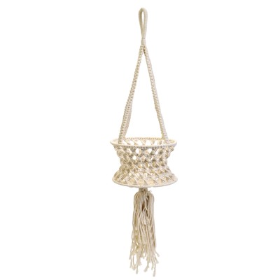 Кашпо - макраме «Лея», 20×20×13 см, текстиль, подвесное, бежевое