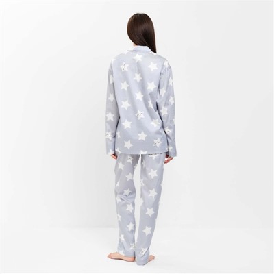 Пижама женская (рубашка, брюки) KAFTAN «Звезды», размер 52-54, серая