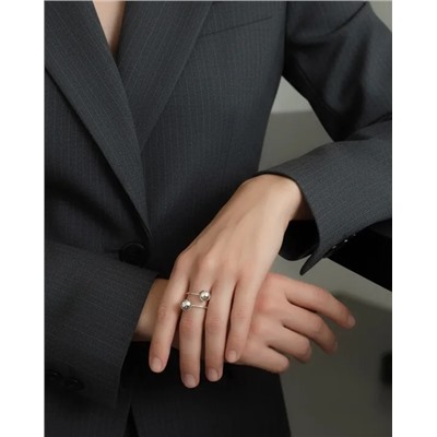 Кольцо с белым серебрением