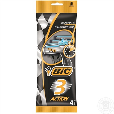 Станок для бритья одноразовый BiC-3 Action (4шт)