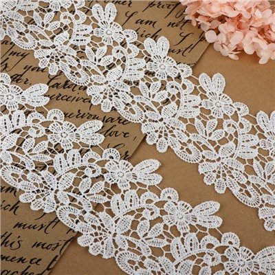 Кружево гипюровое, 85 мм, 6.8±0.5 м, цвет белый