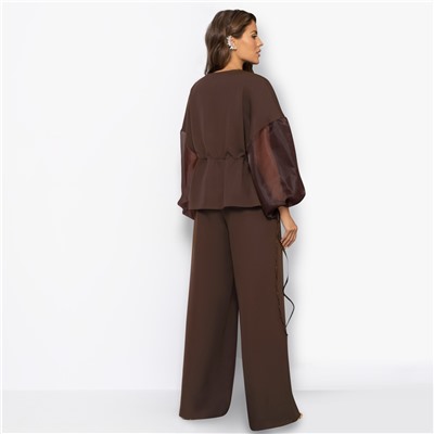 Брючный костюм для эффектных выходов, Серьезная леди (2 в 1, брауни, нью)