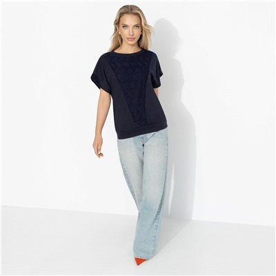 Футболка комбинированная, Всегда иначе (синяя)