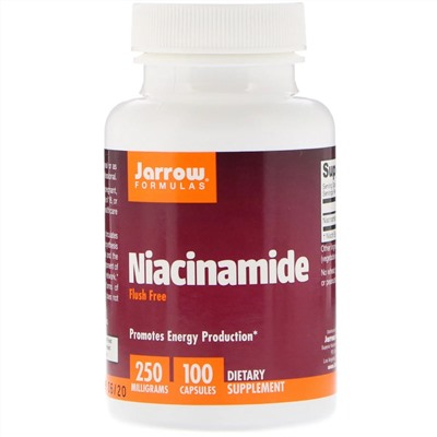 Jarrow Formulas, Никотинамид, 250 мг, 100 капсул