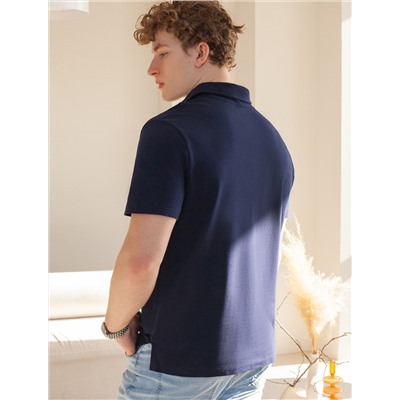 Поло из фактурного хлопка с эластаном