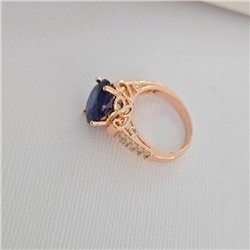 Кольцо 19 р ювелирная бижутерия коллекция "Дубай", покрытие позолота, вставка: фианиты и цирконы, цвет: сапфировый и прозрачный, арт.414.126-19