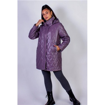 Элегантная демисезонная куртка с капюшоном Клетка арт.339 (Коричневый)