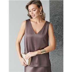 Элегантный топ с V вырезом из струящегося сатина