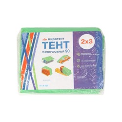 Тент защитный, 3×2 м, плотность 90 г/м², УФ, люверсы шаг 1 м, тарпаулин, МИКС