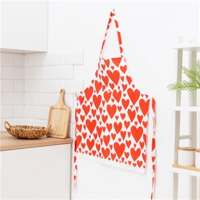 Фартук «Этель» Red hearts 60×65 см, 100% хлопок, саржа 190 г/м²