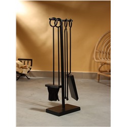 Каминный набор «Уют», 4 предмета, 20×13×60 см, сталь
