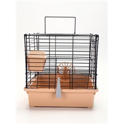 Клетка для грызунов «Пижон» складная, 38×27×27 (домик, миска, колесо) бежевая