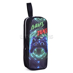 Пенал "Gamer" 21x9x6 см, прямоугольный вертикальный для 60 предметов, плотный износостойкий полиэстер с водоотталкивающей пропиткой, на молнии, фиксация в открытом виде магнитом, с каучуковой аппликацией, с петлей