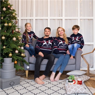 Свитер вязаный новогодний детский KAFTAN Family look, размер 32 (110-116 см), синий