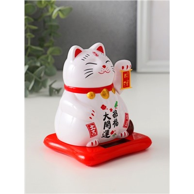 Маятник настольный антистресс «Кот Манэки-нэко спящий», пластик, от солнечной батареи, белый, 9.5×10×9.5 см