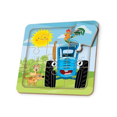 Игрушка деревянная пазл 15*15 "Синий трактор"