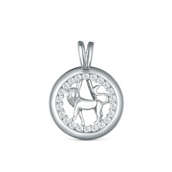 Подвеска из серебра с фианитами родированная - Лев 925 пробы П-2725-Р