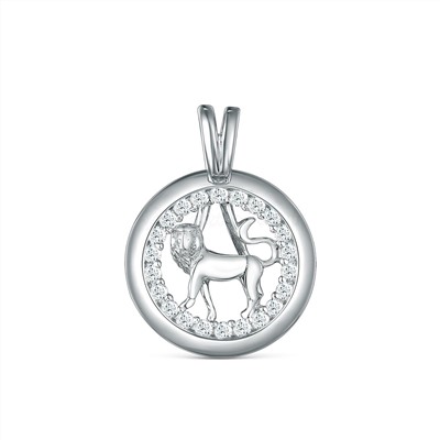 Подвеска из серебра с фианитами родированная - Лев 925 пробы П-2725-Р