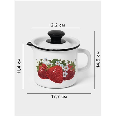 Кружка эмалированная, 1 л, с крышкой и носиком, белая