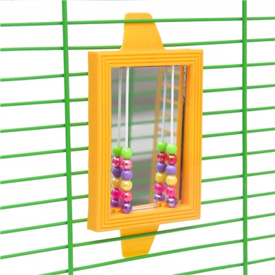 Игрушка для птиц «Зеркало с бусами», 13×6.7 см, цвет МИКС