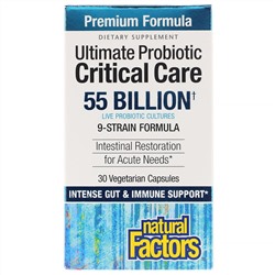 Natural Factors, Ultimate Probiotic Critical Care, 55 миллиардов КОЕ, 30 вегетарианских капсул