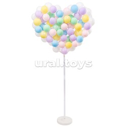 Стойка для шаров Сердце, на ножке, 0,7*1,5 м, Белый/Прозрачный, 1 шт.