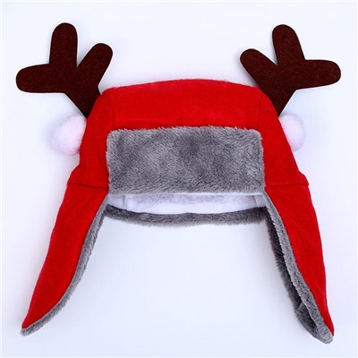 Шапка новогодняя карнавальная «Ушанка» с рогами