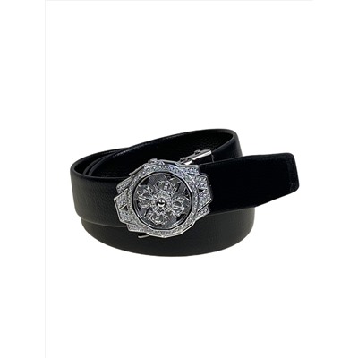 Ремень мужской с автоматической пряжкой из искусственной кожи, цвет черный