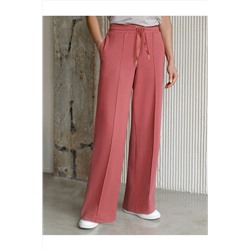 Прямые трикотажные брюки на резинке из футера двухнитки эластичные VILATTE, 1228115