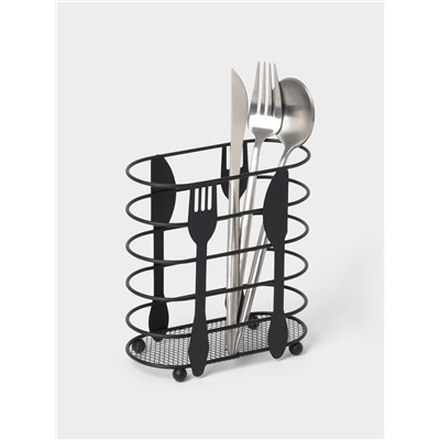 Сушилка для столовых приборов Доляна, 16×16.4×7.5 см, чёрная