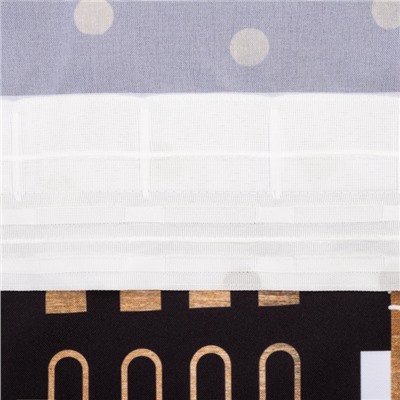 Комплект штор для кухни с подхватами «Этель. Золотой город, 2 шт., белые, чёрные, 145×180 см