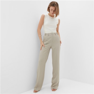 Брюки женские прямые MINAKU: Classic, серые, размер 52