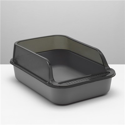 Туалет с прозрачными бортами с совком и фильтром, 40×28×16 см, серый