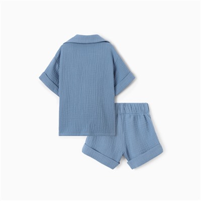 Костюм детский (рубашка и шорты) «Крошка Я», рост 74-80 см, синий