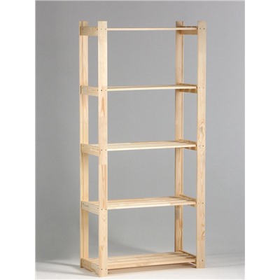 Стеллаж деревянный, 5 полок, 170×74×37.5 см, хвоя, усиленный, напольный, «Добропаровъ»