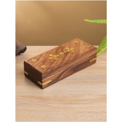 Шкатулка «Лилия», 20×8×5 см, дерево шишам, латунь