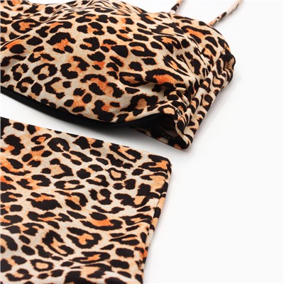 Купальник раздельный с завышенной талией женский MINAKU, принт леопард, размер 44