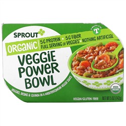 Sprout Organic, Veggie Power Bowl, 12 Months & Up, Veggies, Beans & Quinoa In A Mediterranean Veggie Sauce, 5 oz ( 142 g)