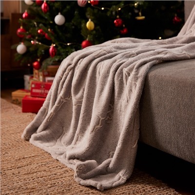 Плед светящийся в темноте «Этель Олени», 200×220 см,100% п/э, корал-флис 220 г/м²