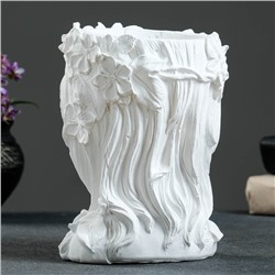 Декоративное кашпо для цветов «Девочка венком», 500 мл, 19×14×14 см, гипс, белое