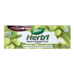 Dabur Herb'l Olive Toothpaste with Toothbrush / Дабур Зубная Паста Уход за Эмалью с Экстрактом Оливы + Зубная Щётка Ср. Жесткости 150 г