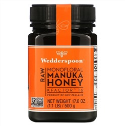 Wedderspoon, необработанный монофлорный мед манука, KFactor 16, 500 г (1,1 фунта)