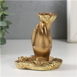 Подставка для благовоний, конусов «Цветок в руке», полистоун, 7×5.5×9 см