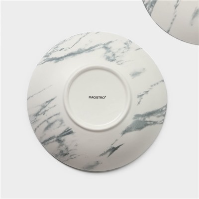 Тарелки глубокие Magistro Real Marble, 800 мл, 21×4.7 см, набор 2 шт., фарфор, белые