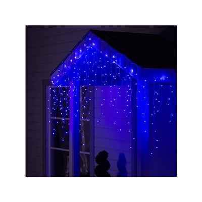 Гирлянда «Бахрома» 3×0.9 м, IP44, УМС, прозрачная нить, 232 LED, свечение синее, 220 В